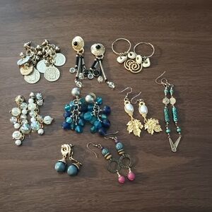 Lot of 9 pairs of beaded earrings